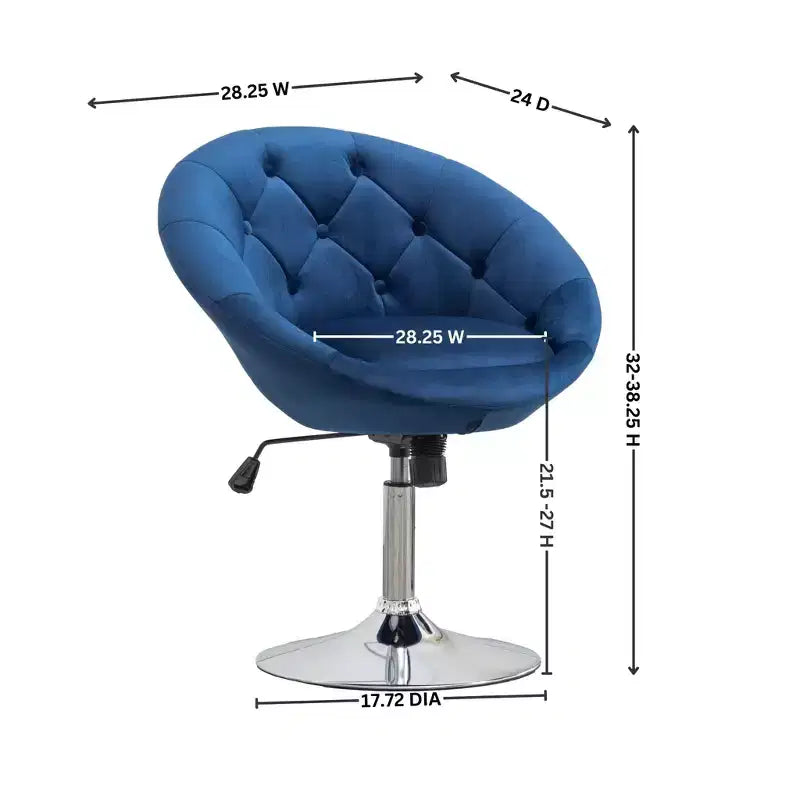 Fauteuil d'appoint pivotant Roundhill Furniture Noas en velours capitonné, bleu