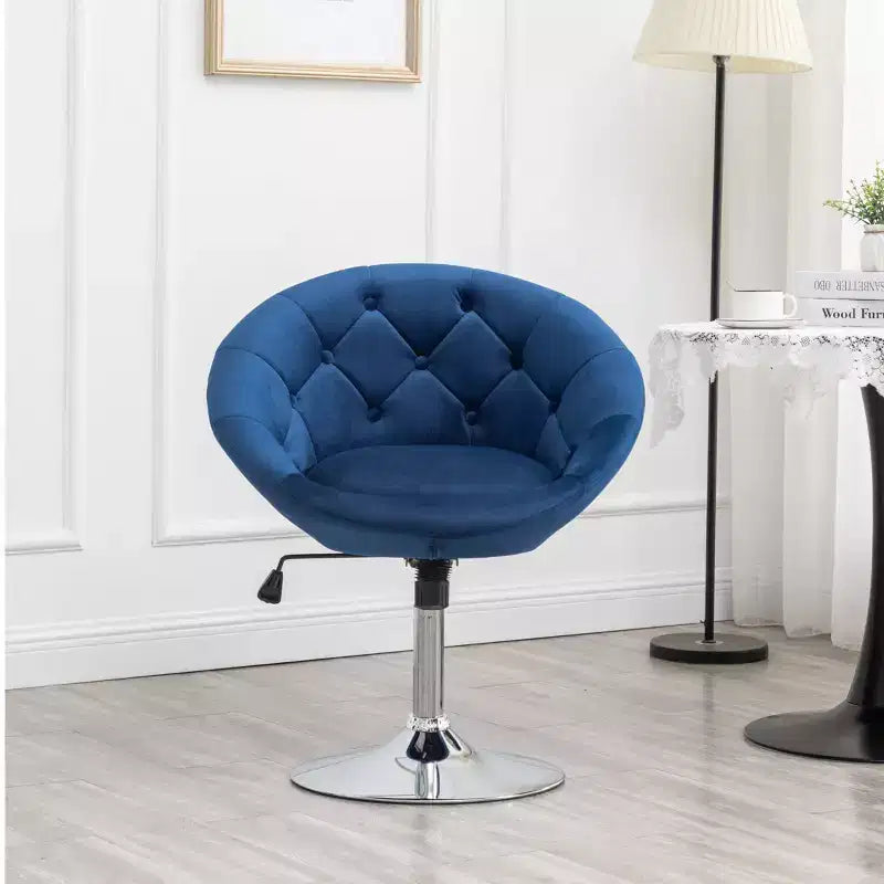 Fauteuil d'appoint pivotant Roundhill Furniture Noas en velours capitonné, bleu