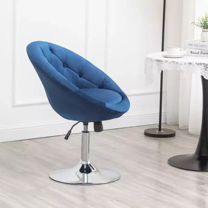 Fauteuil d'appoint pivotant Roundhill Furniture Noas en velours capitonné, bleu