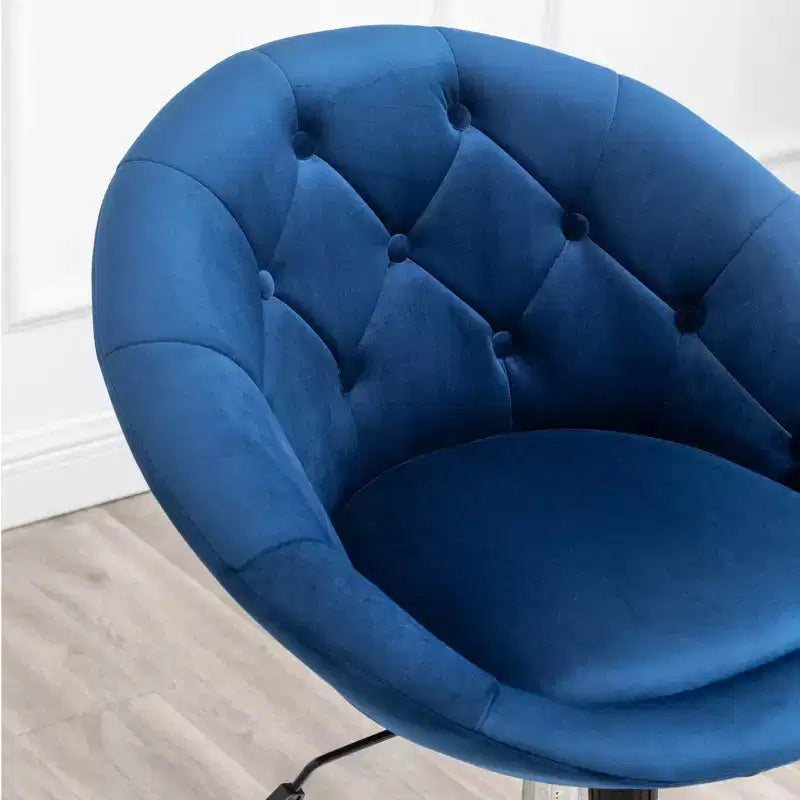 Fauteuil d'appoint pivotant Roundhill Furniture Noas en velours capitonné, bleu