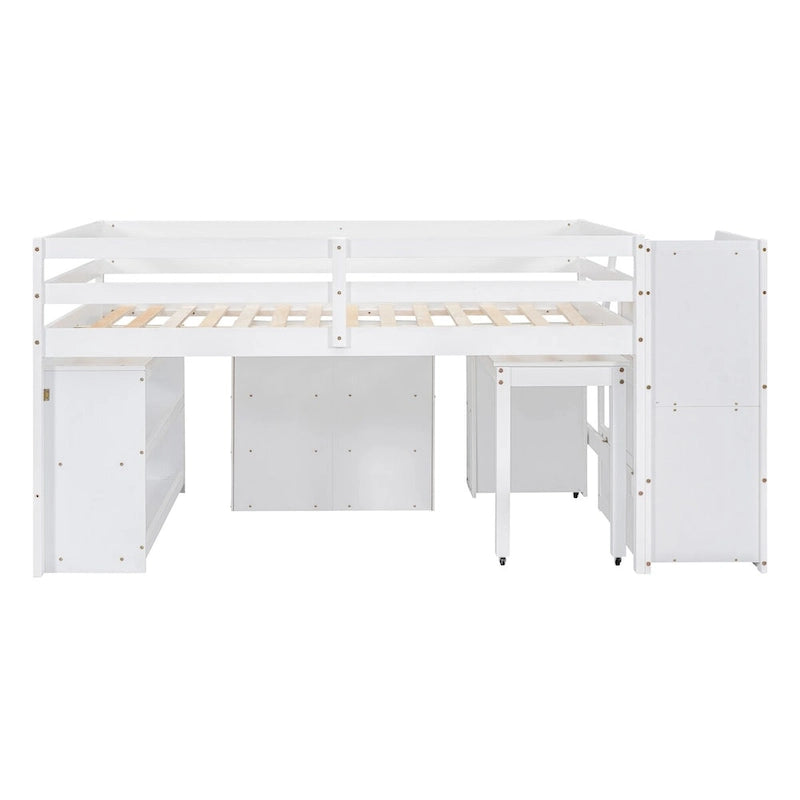 Lit mezzanine pleine grandeur avec bureau rétractable et 3 tiroirs