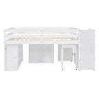 Lit mezzanine pleine grandeur avec bureau rétractable et 3 tiroirs