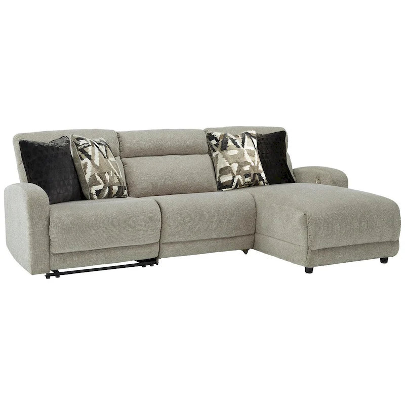 Canapé sectionnel inclinable électrique Signature Design by Ashley Colleyville gris 3 pièces avec méridienne - 108L x 65P x 39H
