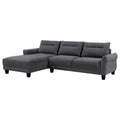 Canapé sectionnel 2 places Cyra 110 pouces, méridienne, tissu gris, passepoil