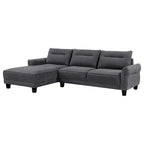 Canapé sectionnel 2 places Cyra 110 pouces, méridienne, tissu gris, passepoil