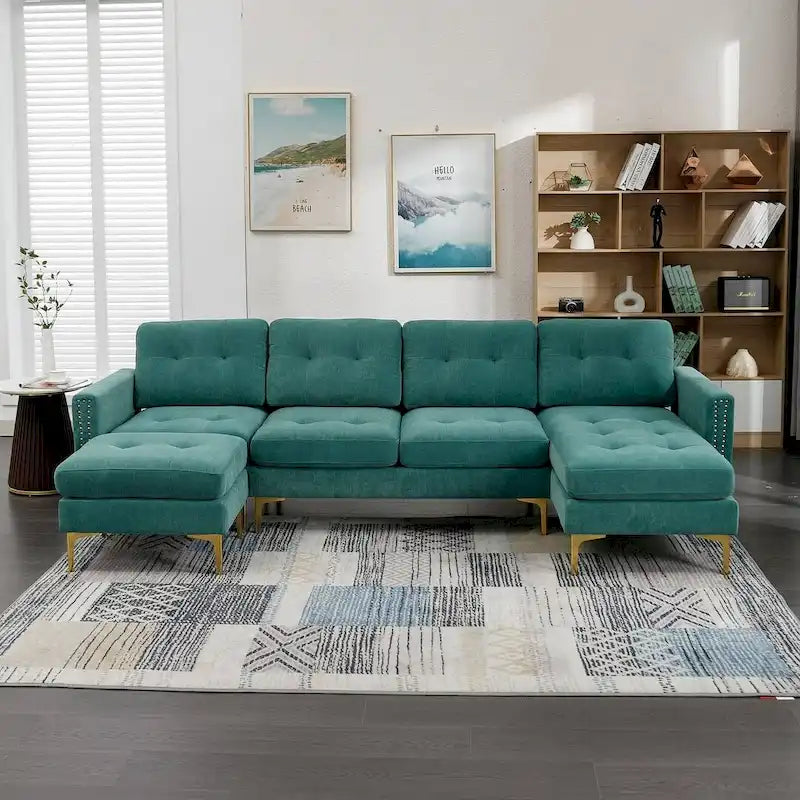 Canapé sectionnel convertible en L, canapé sectionnel de salon avec ottoman mobile pour salon, appartement, bureau