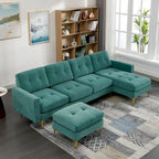 Canapé sectionnel convertible en L, canapé sectionnel de salon avec ottoman mobile pour salon, appartement, bureau