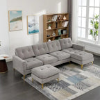 Canapé sectionnel convertible en L, canapé sectionnel de salon avec ottoman mobile pour salon, appartement, bureau