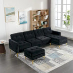 Canapé sectionnel convertible en L, canapé sectionnel de salon avec ottoman mobile pour salon, appartement, bureau