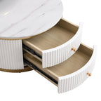 2 tables basses gigognes rondes blanches avec tiroirs