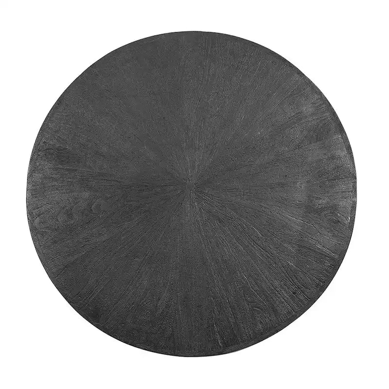 Table basse ronde de 39 pouces, design à pieds croisés, bois d'acacia noir, fer