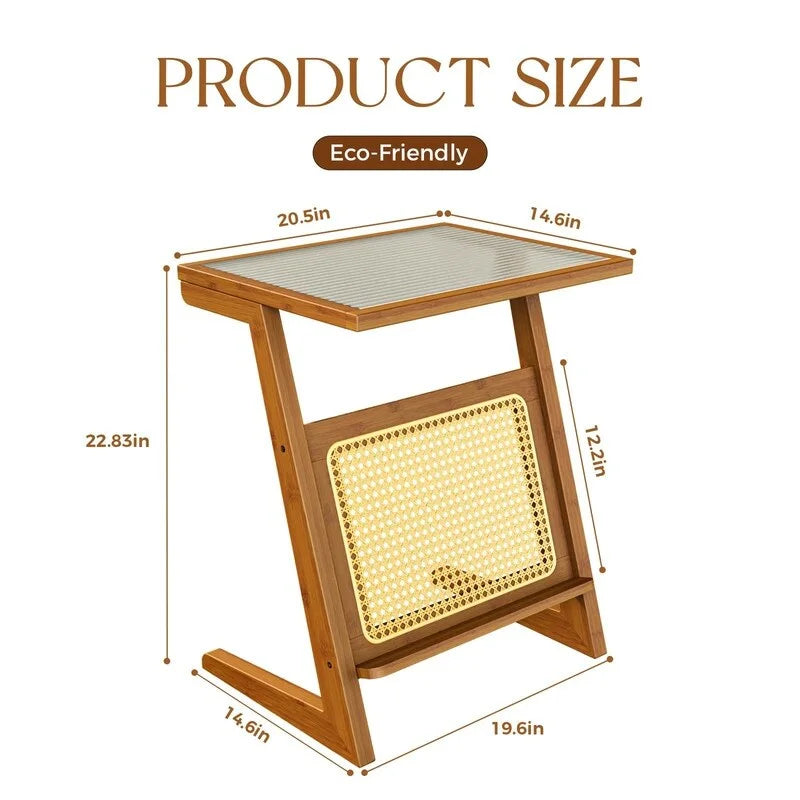 Table d'appoint moderne du milieu du siècle en forme de Z - 14P x 18L x 22H
