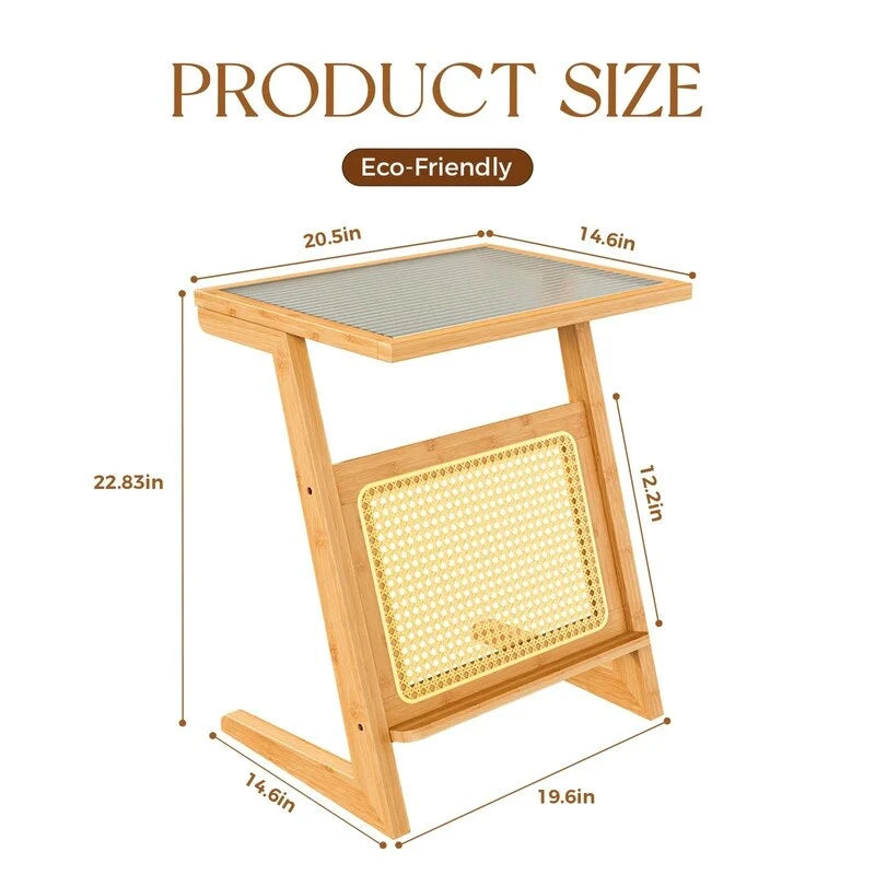 Table d'appoint moderne du milieu du siècle en forme de Z - 14P x 18L x 22H