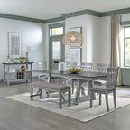 Ensemble de salle à manger Newport gris fumé 6 pièces avec table tréteau