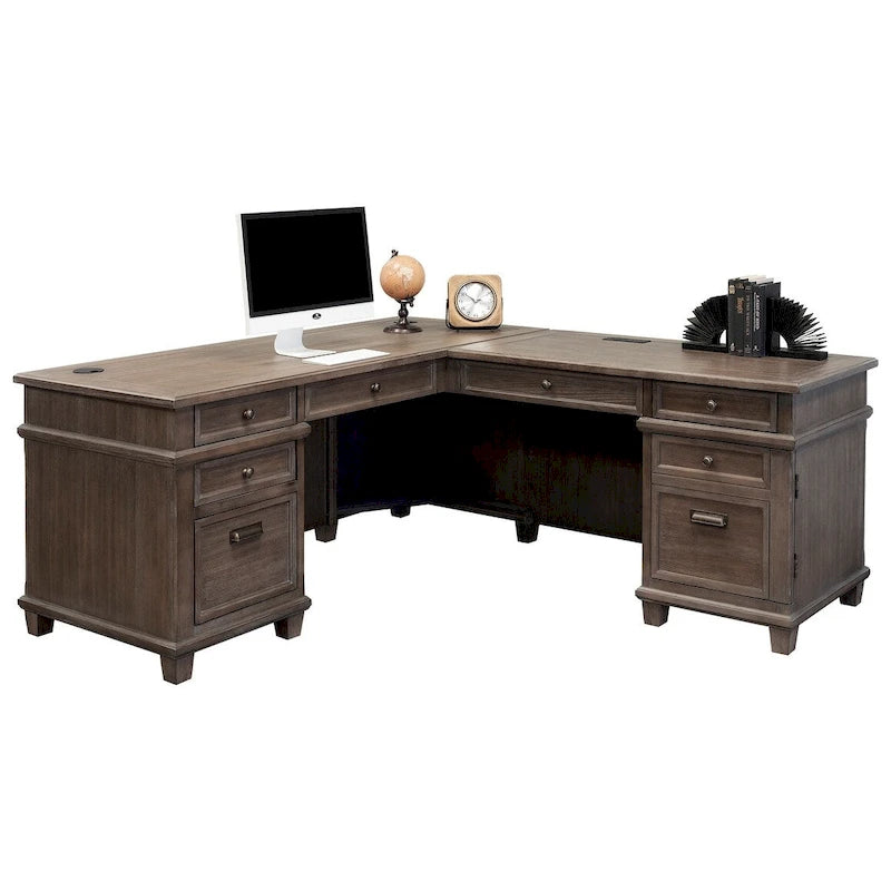 Carson Wood Bureau d'angle avec retour, Table d'écriture, Bureau, Gris
