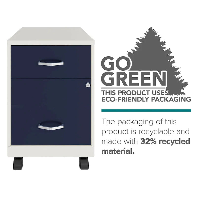 Classeur mobile vertical 2 tiroirs de 45,7 cm de profondeur, format lettre, avec tiroir accessoire Space Solutions 18