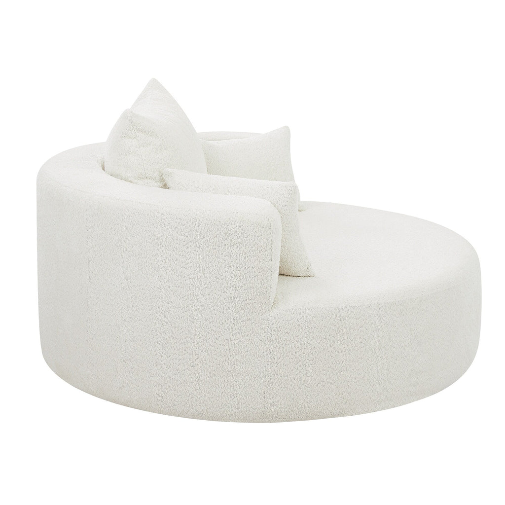 Fauteuil baril accent en chenille, Fauteuil de salon, Fauteuil rond avec base pivotante à 360 degrés et 3 coussins amovibles