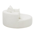 Fauteuil baril accent en chenille, Fauteuil de salon, Fauteuil rond avec base pivotante à 360 degrés et 3 coussins amovibles