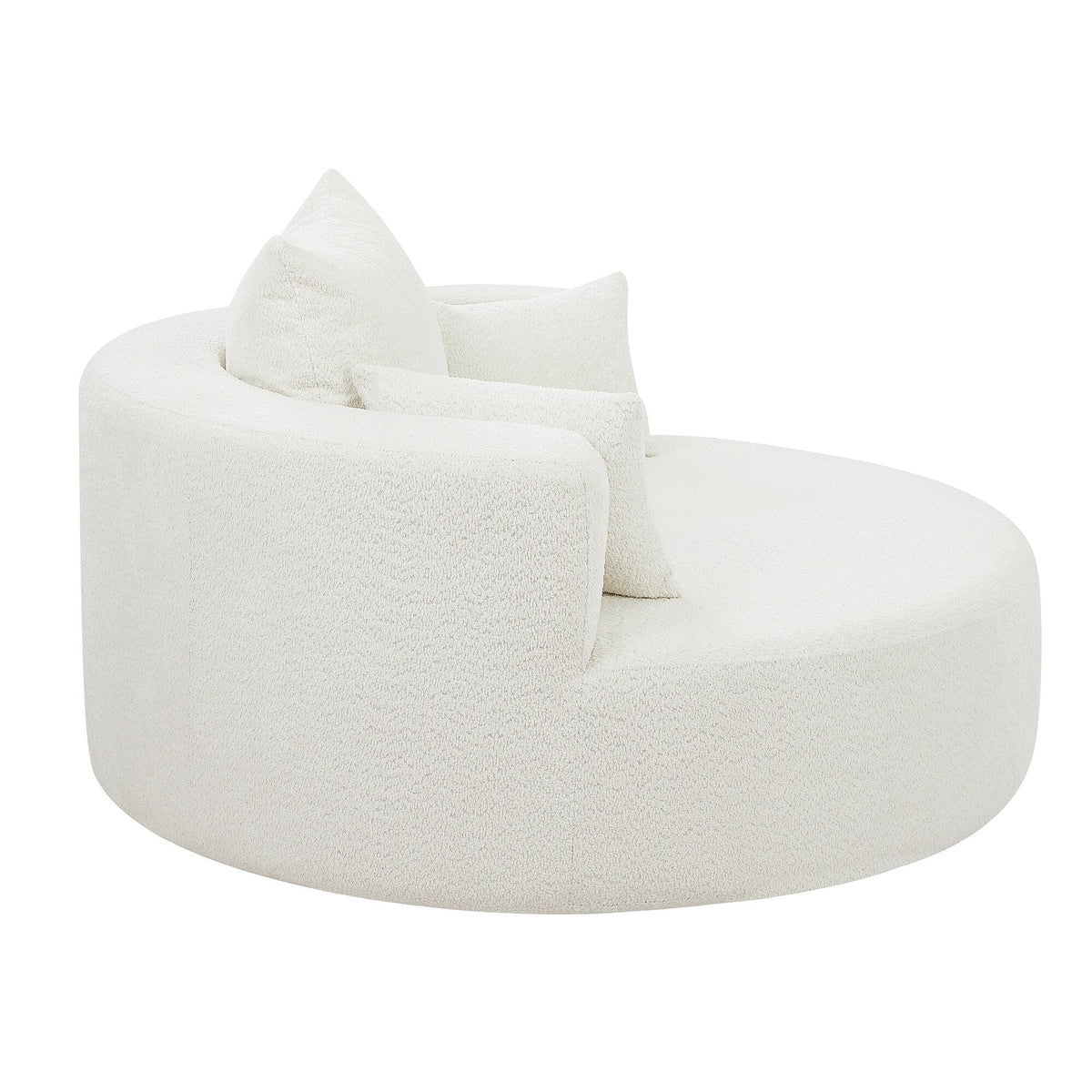Fauteuil baril accent en chenille, Fauteuil de salon, Fauteuil rond avec base pivotante à 360 degrés et 3 coussins amovibles