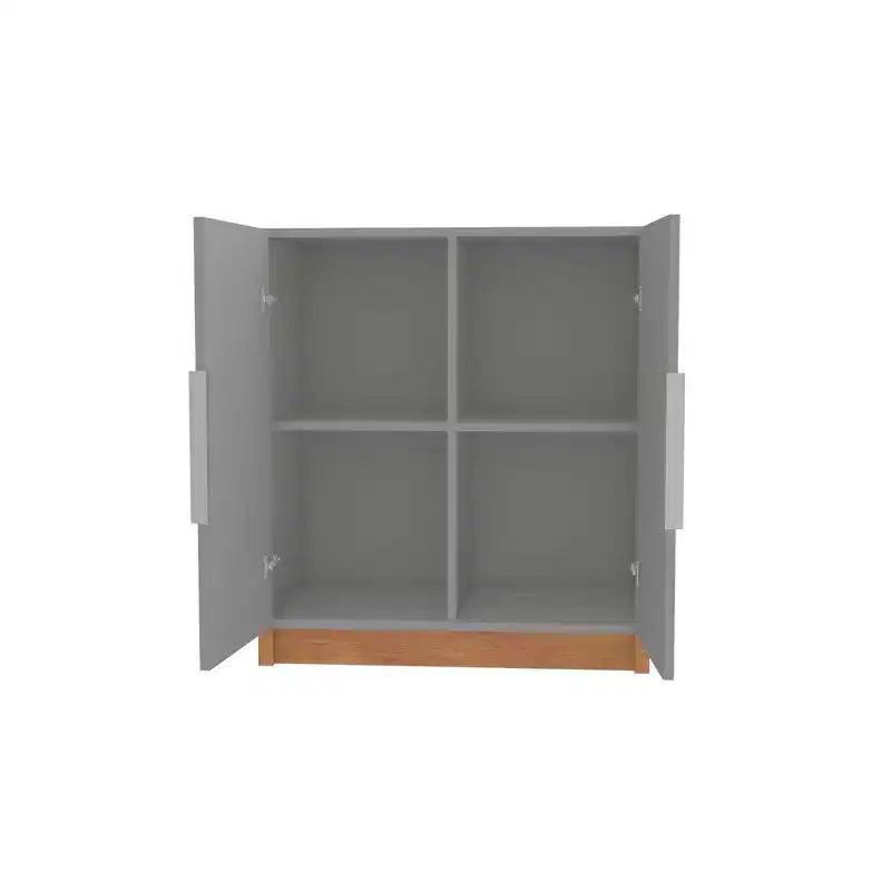 29.92 Cornelia Cabinet Gris/Naturel - Manhattan Comfort : Meuble de rangement et bibliothèque multi-usage
