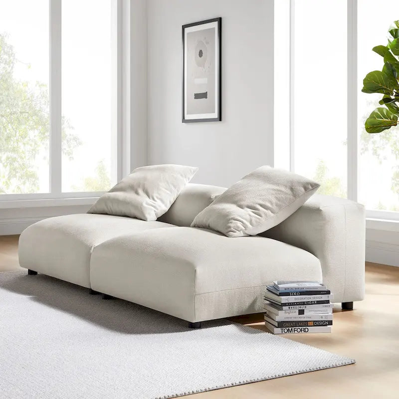 Canapé modulaire 2 places en tissu rembourré Solace