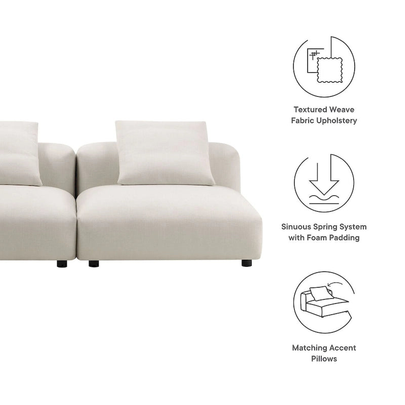 Canapé modulaire 2 places en tissu rembourré Solace