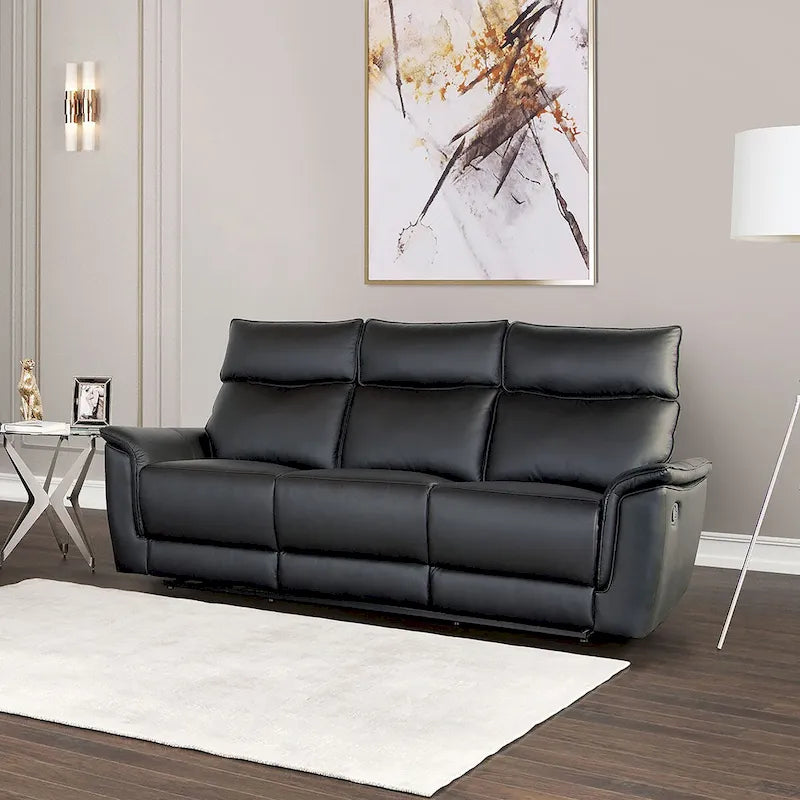 Canapé inclinable manuel Marty de Furniture of America en cuir et en cuir assorti avec accoudoirs rembourrés évasés