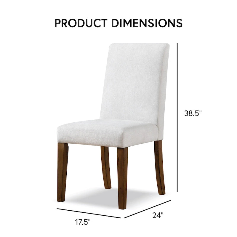 Chaises de salle à manger rustiques en tissu rembourré ivoire (lot de 2)