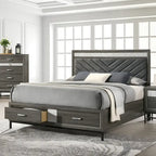 Ensemble de chambre à coucher 5 pièces avec plateforme contemporaine Heinisk gris de Furniture of America