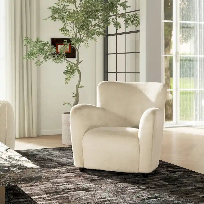 Fauteuil d'appoint à accoudoirs incurvés en fausse fourrure Wolffe 32