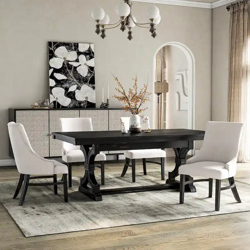 Ensemble de salle à manger 5 pièces en bois noir Kieran Farmhouse de Furniture of America