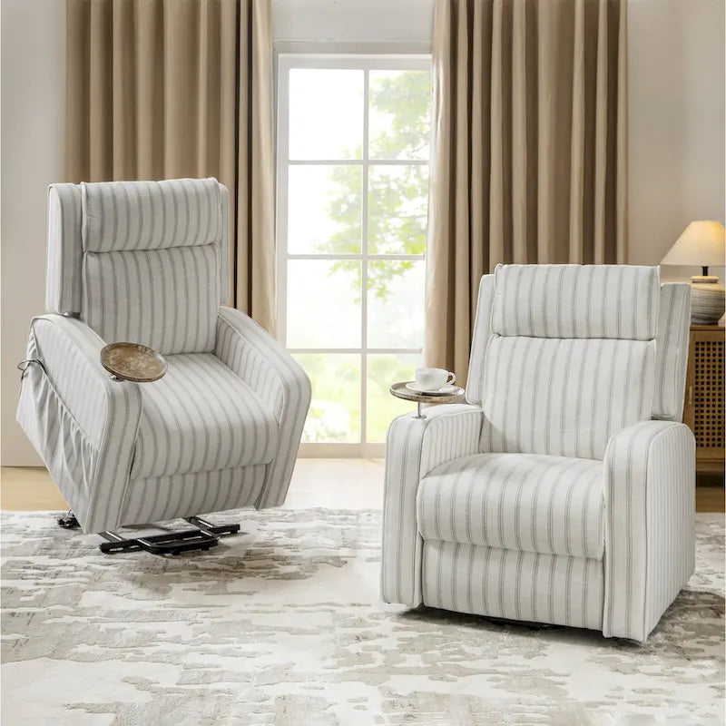 Darrell Fauteuil inclinable motorisé massant et chauffant avec aide au lever, fonction de charge et plateau en bois massif, lot de 2, de HULALA HOME