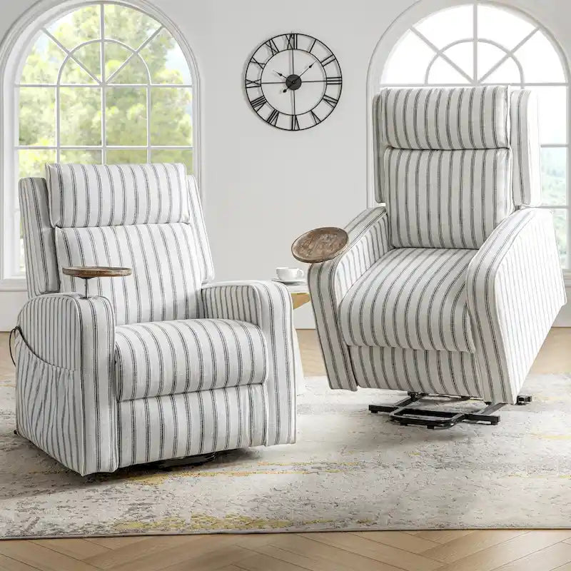 Darrell Fauteuil inclinable motorisé massant et chauffant avec aide au lever, fonction de charge et plateau en bois massif, lot de 2, de HULALA HOME