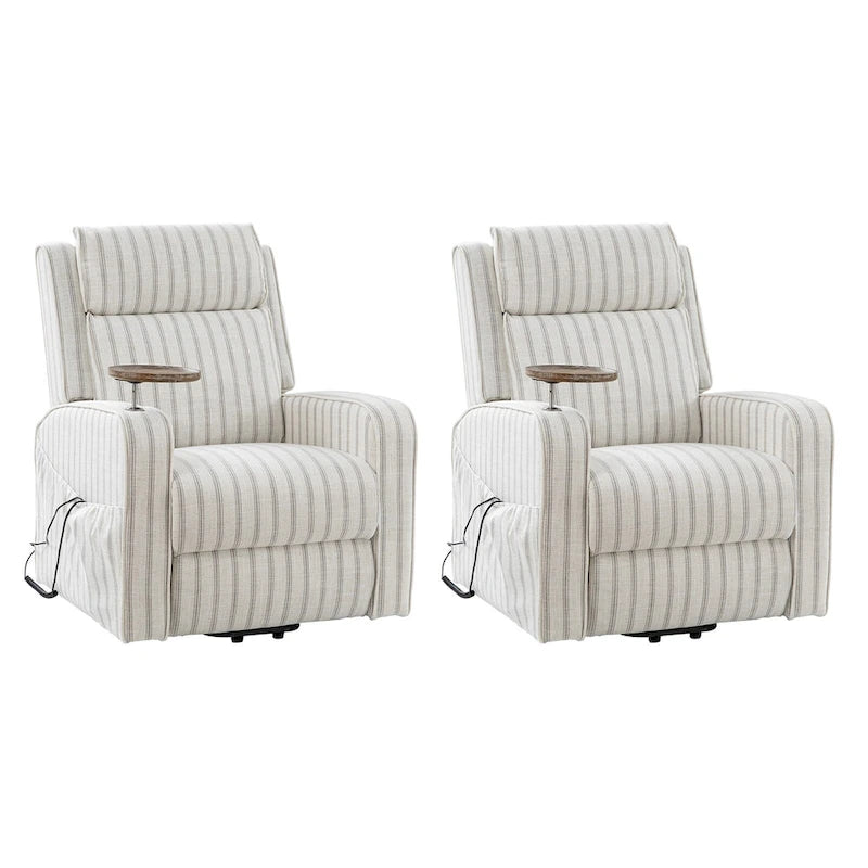 Darrell Fauteuil inclinable motorisé massant et chauffant avec aide au lever, fonction de charge et plateau en bois massif, lot de 2, de HULALA HOME