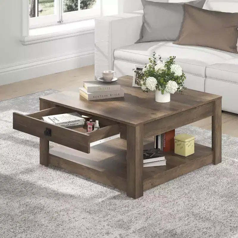 Table basse Galano Philia avec tiroir - Chêne noueux
