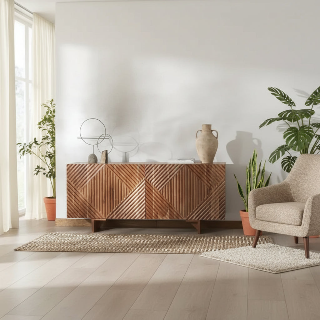 Buffet en bois 4 portes - 68Lx18Px30H