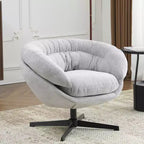 Fauteuil Okak, Fauteuil de bureau moderne en chenille, Fauteuil pivotant avec coussin amovible, Fauteuil de bureau rond, Base en métal et matériau en coton