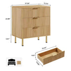 Commode à 3 tiroirs pour chambre à coucher, commode cannelée avec grands tiroirs et pieds dorés robustes, commodes et chiffonniers pour chambre à coucher, salon