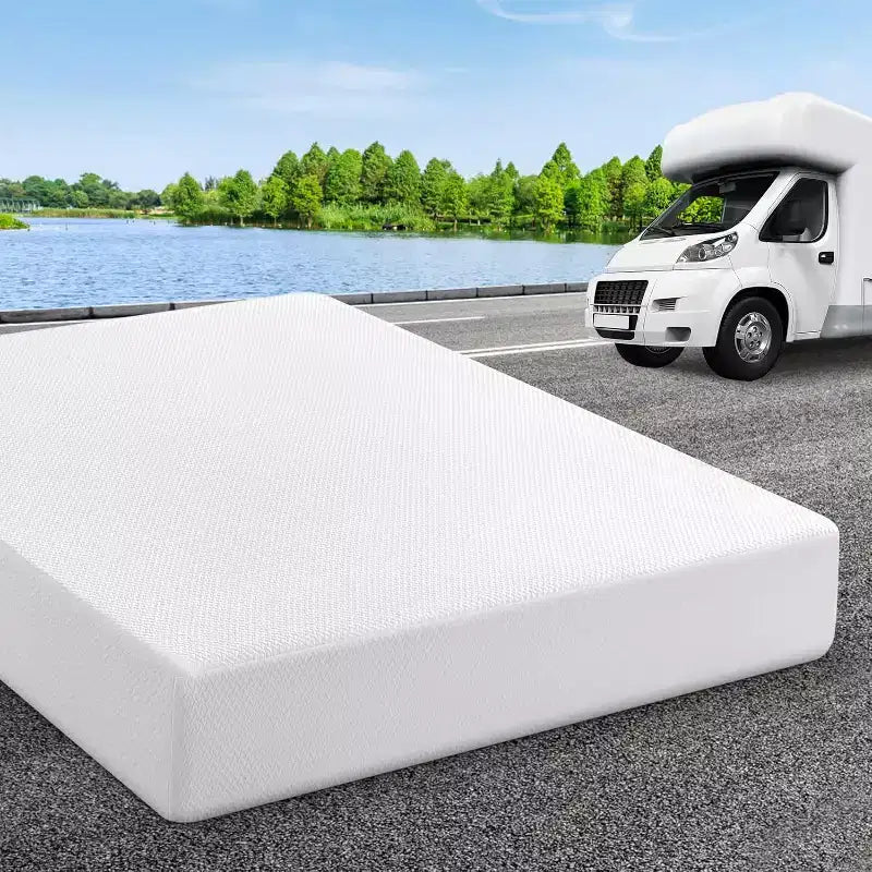 Matelas pour VR Dyonery 8/10 pouces en mousse à mémoire de forme, matelas de lit de force moyenne en mousse à thé vert/gel rafraîchissant dans une boîte pour campeurs, matelas anti-stress