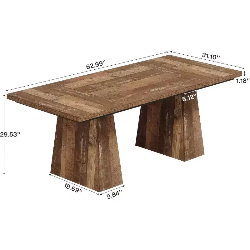 Bureau de direction Lantine de 63 pouces, grand bureau d'ordinateur avec double piédestal, table d'écriture moderne pour bureau à domicile, brun expresso