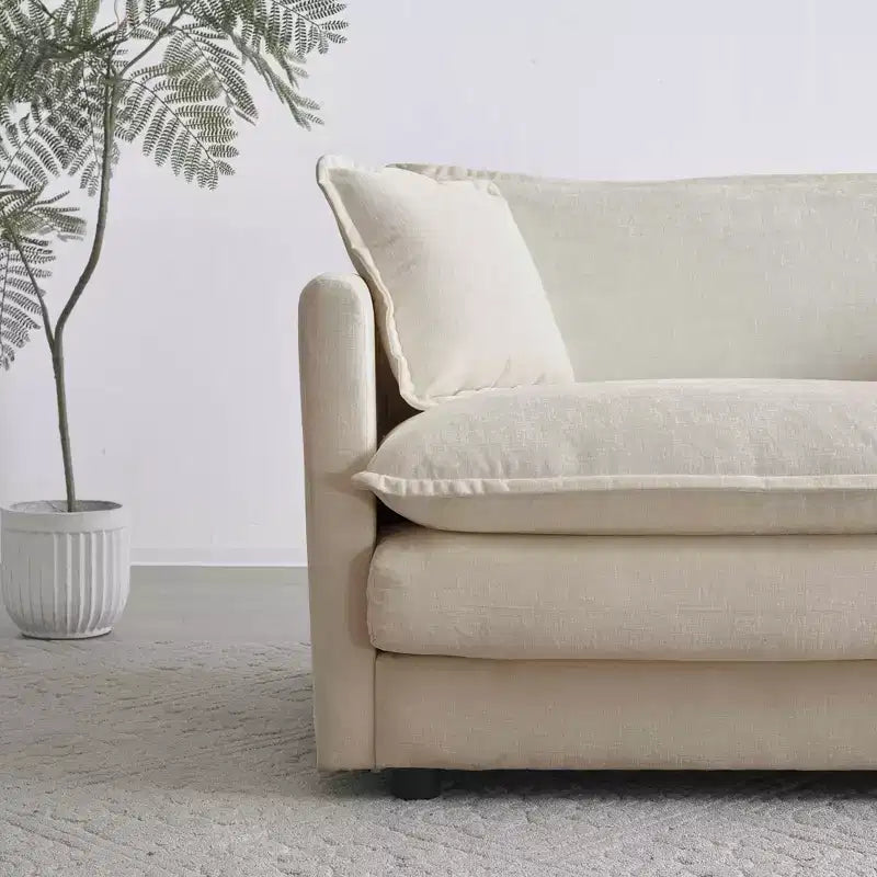 Canapé Confort MAYEERTY en U avec méridienne réversible, Grand Canapé Modulable en U avec Pouf pour Salon, Beige