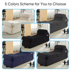 Mjkone Chaise Longue de Yoga en Velours Côtelé, Canapé de Yoga Incurvé avec Appui-Tête/Coussin Lombaire/Repose-Pieds Amovibles, Base Antidérapante