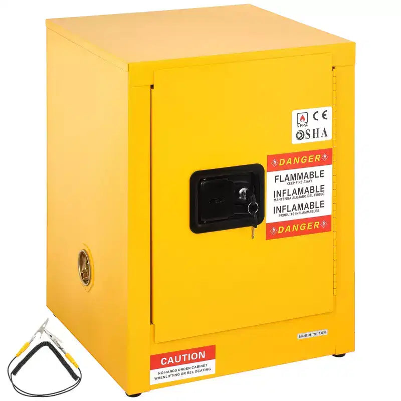 Armoire de sécurité pour produits inflammables, 12 gal, Armoire de stockage de liquides inflammables en acier laminé à froid, 16,9 x 16,9 x 22 po Antidéflagrante, Jaune