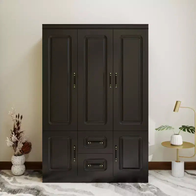 Armoire Keloyid en bois noir de 120 cm avec 2 tiroirs et 5 portes