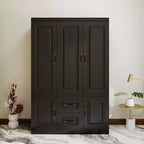 Armoire Keloyid en bois noir de 120 cm avec 2 tiroirs et 5 portes
