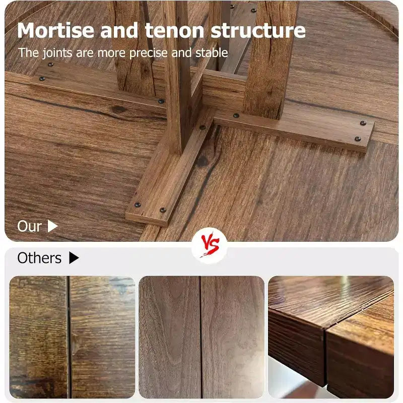 Table à manger ronde pour 4 personnes, table de cuisine en bois de 119 cm avec pieds à tenons, table circulaire, table de salle à manger, cuisine