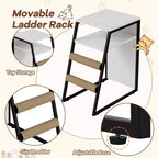 Meuble de litière pour chat GustomWave, armoire double cachée 2 en 1 avec bac à litière fermé et échelle, meuble pour chat en bois