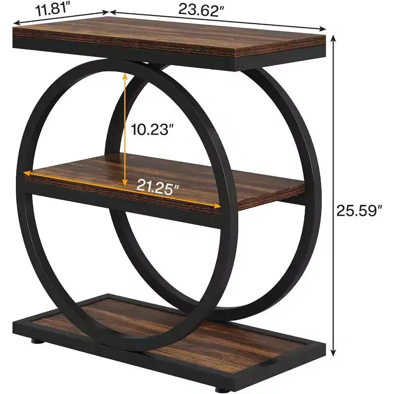 Ensemble de 2 tables d'appoint Lantine, tables de chevet avec 3 étagères