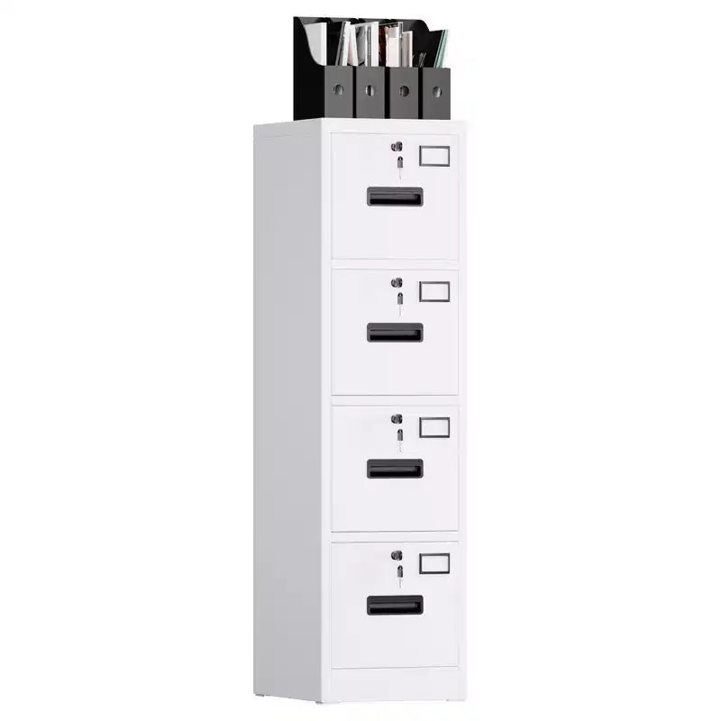 CuisinSmart Classeur métallique à 4 tiroirs avec serrures indépendantes, classeur vertical en acier robuste, tiroirs verrouillables pour la maison, le bureau et l'école
