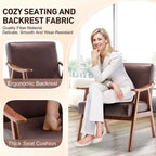 Fauteuil d'appoint de salon avec dossier extra épais, fauteuil à oreilles avec pieds en bois massif pour salle de lecture, chambre à coucher